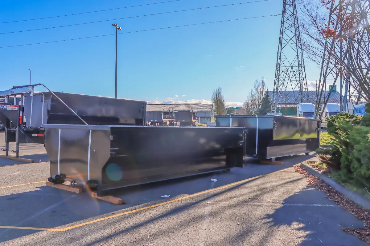 Roll-off dumpster ready for waste disposal at job site for Concrete Dumpster Rental in Mountain Brook